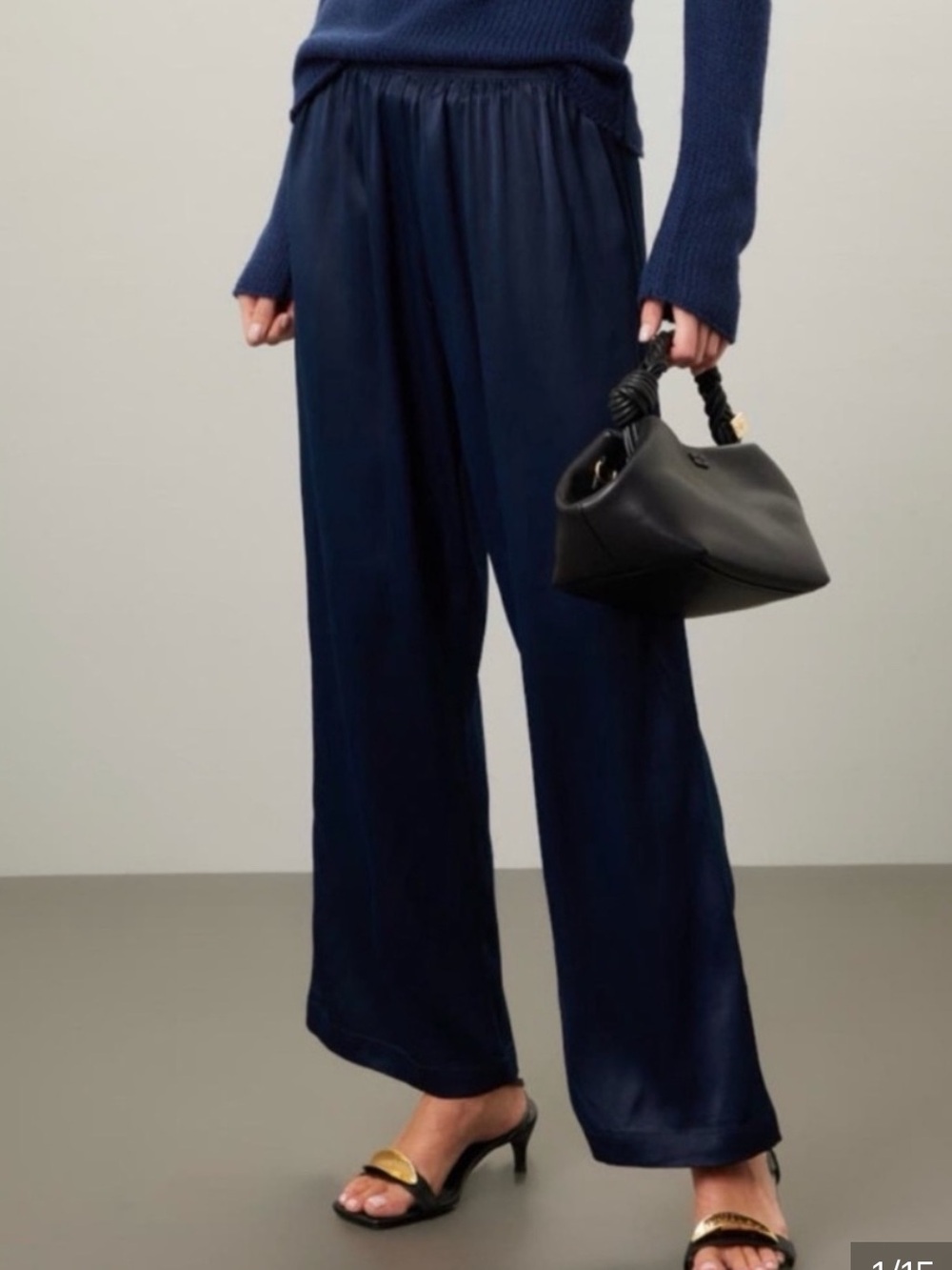 donni the simple silky pants navy (XS)